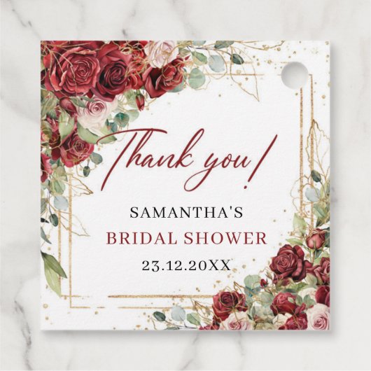 ボホブルゴーニュと赤面バラブライダルシャワー フェイバータグ (裏面)