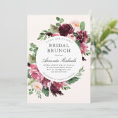 ボホブルゴーニュグリーンリーフローラブライダルブランチシャワー 招待状 (スタンド正面)