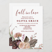 ボホブルゴーニュバラ秋フローラブライダルシャワー 招待状 (正面/裏面)