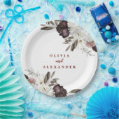 ボホブルゴーニュバラ秋フローラ結婚ズラベル ペーパープレート (パーティー)