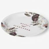 ボホブルゴーニュバラ秋フローラ結婚ズラベル ペーパープレート (アングル)