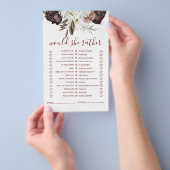 ボホブルゴーニュバラ秋ブライダルシャワーゲームフライヤー チラシ (ハンドル)