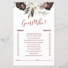 ボホブルゴーニュバラ秋ブライダルシャワーゲームフライヤー