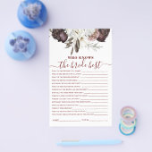 ボホブルゴーニュバラ秋ブライダルシャワーゲーム チラシ (シングル)