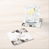 ボホブルゴーニュバラ秋結婚フローラナプキンス スクエアペーパーコースター (インサイチュ)