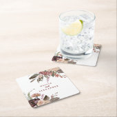 ボホブルゴーニュバラ秋結婚フローラ スクエアペーパーコースター (インサイチュ)