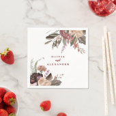 ボホブルゴーニュバラ秋結婚フローラ スタンダードカクテルナプキン (インサイチュ)