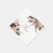 ボホブルゴーニュバラ秋結婚フローラ スタンダードカクテルナプキン (角)