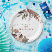 ボホブルゴーニュバラ秋結婚フローラ ペーパープレート (パーティー)