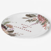 ボホブルゴーニュバラ秋結婚フローラ ペーパープレート (アングル)