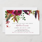 ボホブルゴーニュフローラアンドフェザーズブライダルシャワー 招待状 (正面)