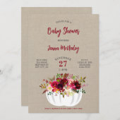 ボホブルゴーニュフローラカボチャ赤ちゃんシャワー 招待状 (正面/裏面)