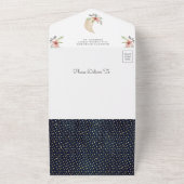 ボホブルゴーニュフローラスターズムーンネイビー赤ちゃんシャワー オールインワン招待状 (外側)