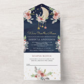 ボホブルゴーニュフローラスターズムーンネイビー赤ちゃんシャワー オールインワン招待状 (内側)