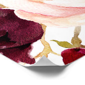 ボホブルゴーニュフローラブライダルシャワーウェルカムサイン ポスター (角)