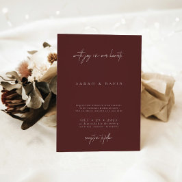 ボホブルゴーニュモダンミニマリストエレガントな結婚式 招待状