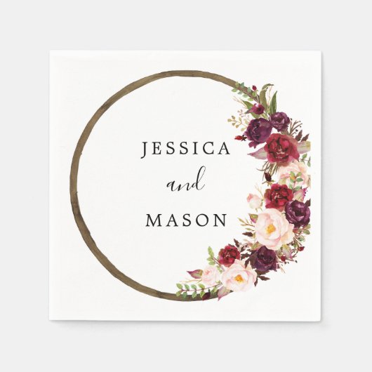 ボホブルゴーニュリース結婚ズカクテルナプキン スタンダードカクテルナプキン (正面)