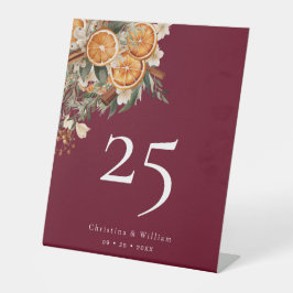 ボホブルゴーニュ冬結婚の休日のテーブル番号 台座サイン