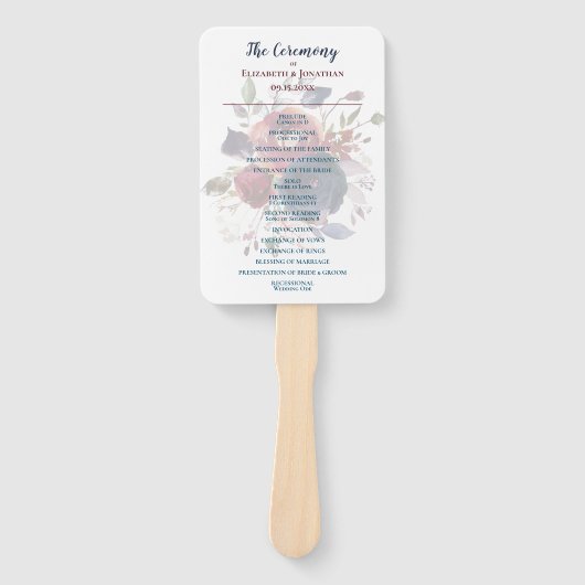 ボホブルゴーニュ海軍マウヴ結婚フローラ ハンドファン (正面)