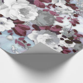 ボホブルゴーニュ白パステル大理石花柄 ラッピングペーパー (角)