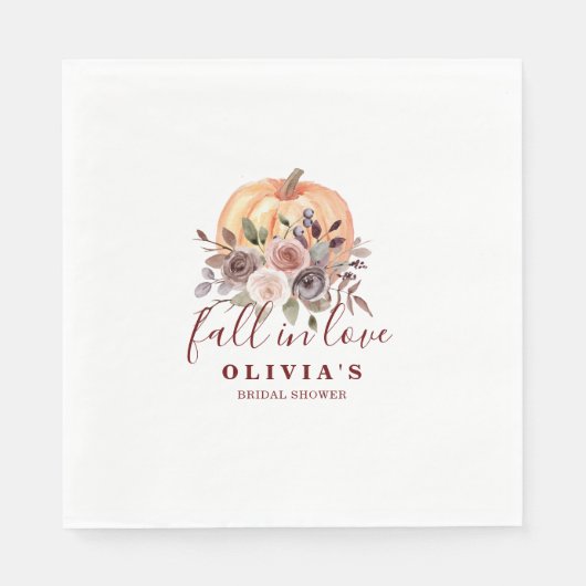 ボホブルゴーニュ秋フローラパンプキンブライダルシャワー スタンダードランチョンナプキン (正面)