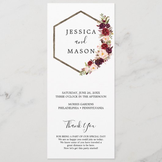 ボホブルゴーニュ結婚式 プログラム (正面)