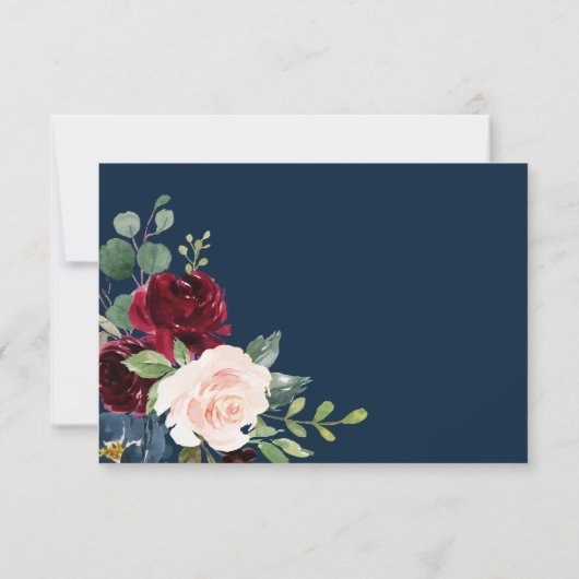 ボホブルゴーニュ赤面ウェディングRSVPカード ノートカード (裏面)