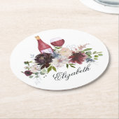 ボホブルゴーニュ赤面ダスティブルーワイン ラウンドペーパーコースター (アングル)