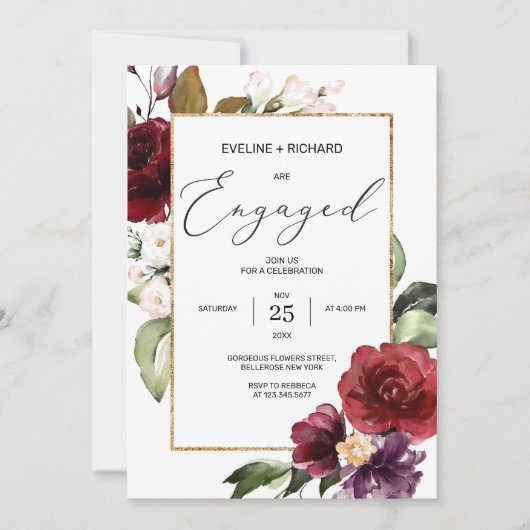 ボホブルゴーニュ赤面ピンクフローラ赤メルロが従事 招待状 (正面)