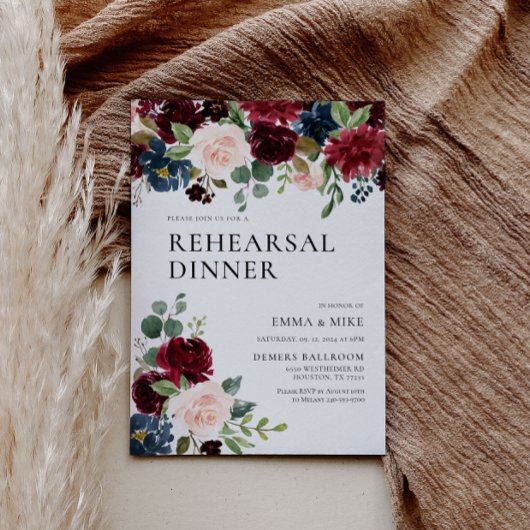 ボホブルゴーニュ赤面リハーサルディナー招待状 招待状