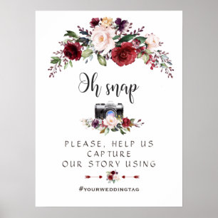 ボホブルゴーニュ赤面結婚ズOh Snap Instagramサイン ポスター