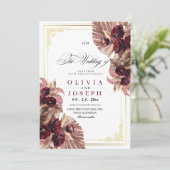 ボホブルゴーニュ金ゴールドバラ素朴フローラ結婚ズ 招待状 (スタンド正面)