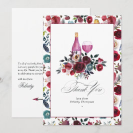 ボホブルゴーニュ&ダスティブルーワインテーマバチェロレッテ サンキューカード