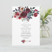 ボホブルゴーニュ&ネイビーフローラライフお祝い 招待状 (スタンド正面)
