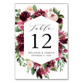 ボホブルゴーニュ&赤面ウォーターカラー結婚フローラ テーブルナンバー (裏面)