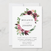 ボホブルゴーニュ&赤面ウォーターカラー結婚フローラ 招待状 (正面)