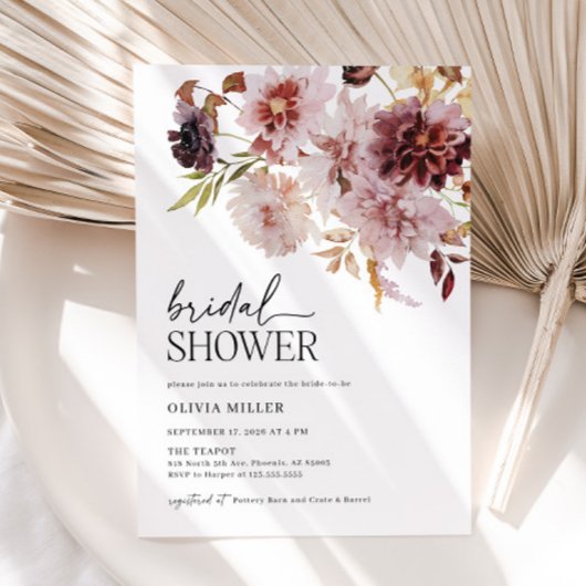 ボホブルゴーンディテラコッタブライダルシャワー招待 招待状