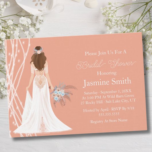 ボホブルネットブライドピアスブライダルシャワー 招待状