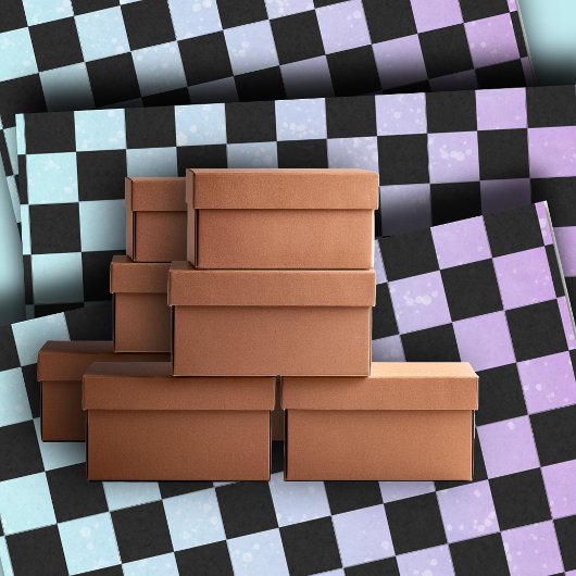 ボホブルーとパープルチェックティッシュペーパー 薄葉紙