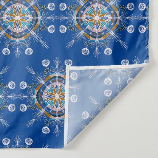 ボホブルーとブラウンの手描きマンダラアート タペストリー (詳細)