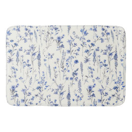 ボホブルーと白の野草 バスマット