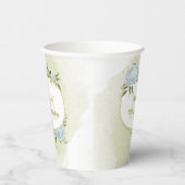 ボホブルーの花と緑の葉の植物 紙コップ (右)