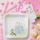 ボホブルーの花は緑の葉植物植物 ペーパープレート (パーティー)