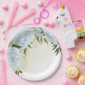 ボホブルーの花は緑の葉植物植物 ペーパープレート (パーティー)