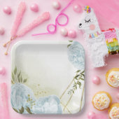 ボホブルーの花は緑の葉植物植物 ペーパープレート (パーティー)