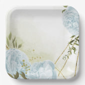 ボホブルーの花は緑の葉植物植物 ペーパープレート (正面)