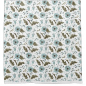 ボホブルーアンドグリーンフローラ シャワーカーテン (正面)