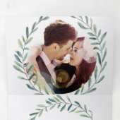 ボホブルーアンドグリーンリース結婚ズ 三つ折り招待状 (内部最初)