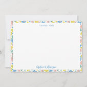 ボホブルーイエローディティフローラカスタムベビーシャワー サンキューカード (正面)