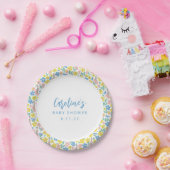 ボホブルーイエローディティフローラカスタムベビーシャワー ペーパープレート (パーティー)